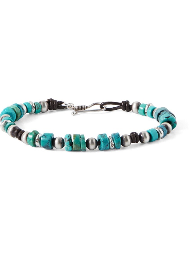 Photo: PEYOTE BIRD - Alpine Sterling Silver, Leather and Turquoise Beaded Bracelet
