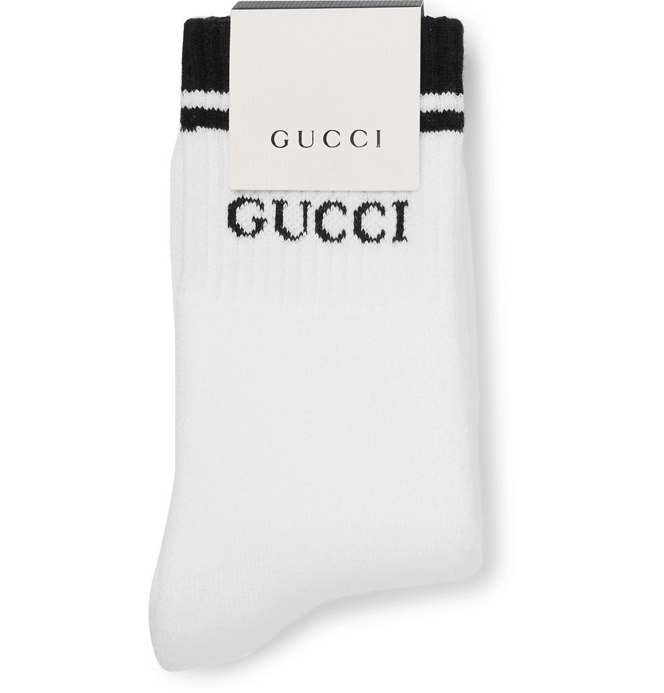 Gucci - Logo-Intarsia Stretch Cotton-Blend Socks - Men