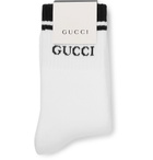 Gucci - Logo-Intarsia Stretch Cotton-Blend Socks - Men - White