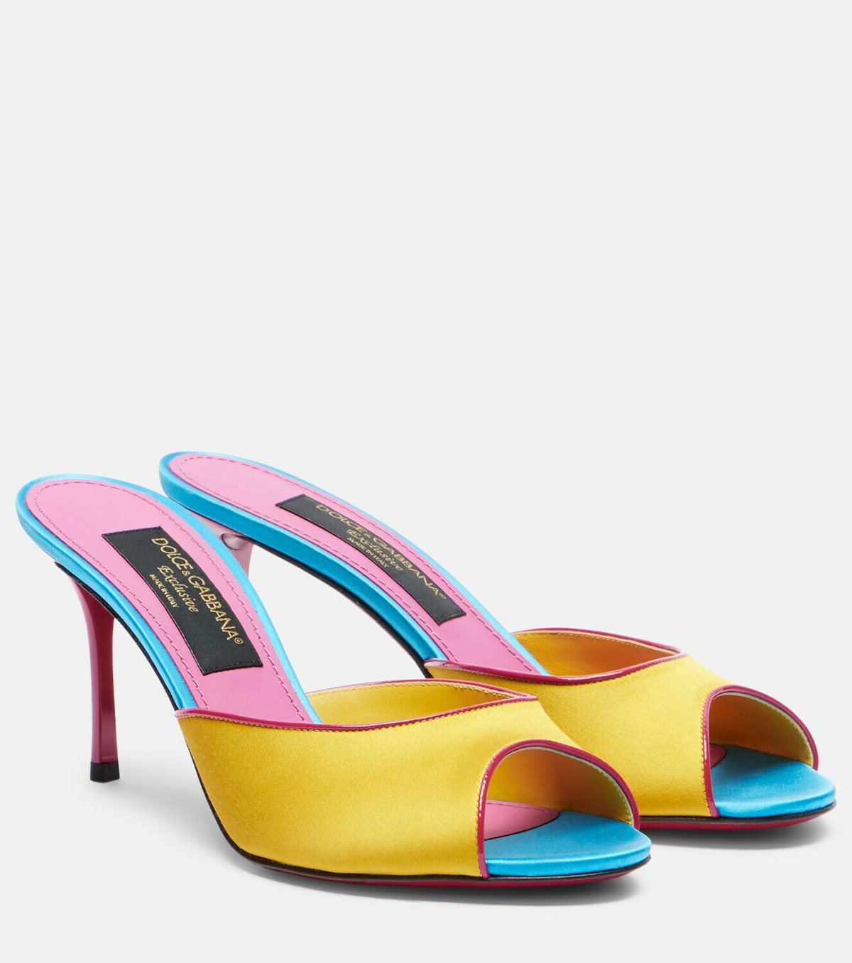 Dolce&Gabbana Keira leather-trimmed satin mules