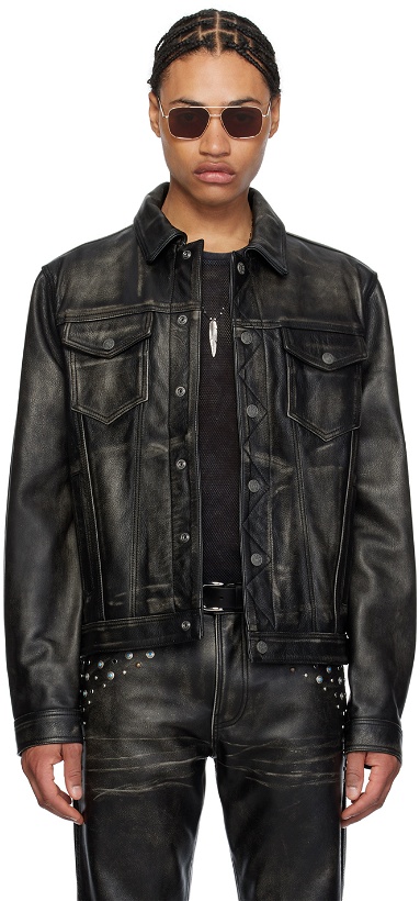 Photo: GUESS USA Black Distressed Leather Jacket
