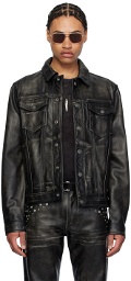 GUESS USA Black Distressed Leather Jacket