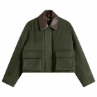 Auralee Women's Flannel Padded Short Jacket in Dark Olive