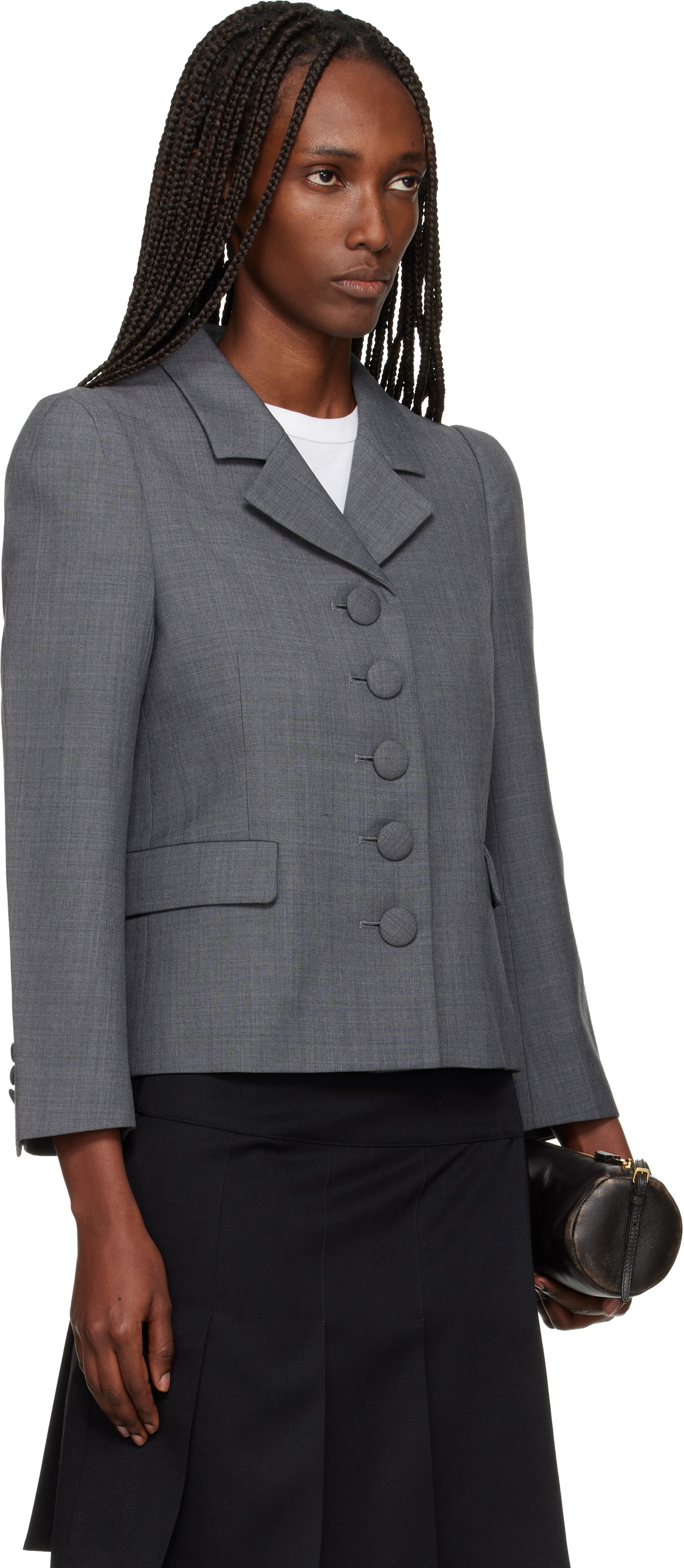 SHUSHU/TONG Gray Lapel Short Blazer