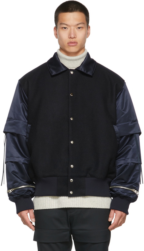 Photo: JERIH Navy Padded Varsity Jacket