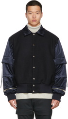 JERIH Navy Padded Varsity Jacket