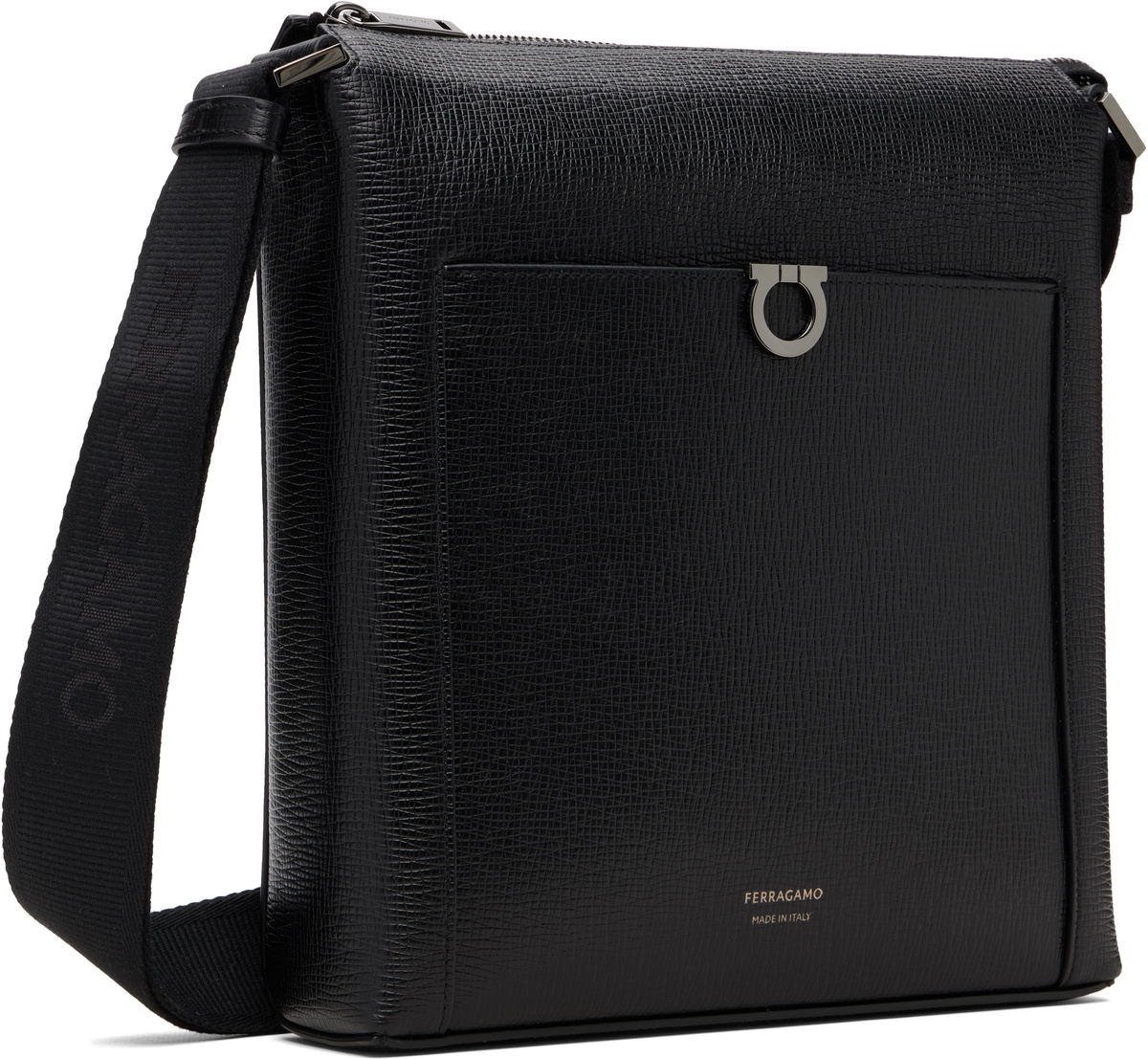 Ferragamo Black Gancini Crossbody Bag
