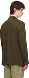 AMI Paris Khaki Wool Semi-Lined Blazer