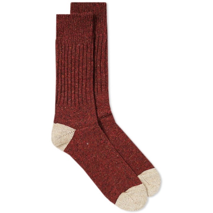 Photo: Anonymous Ism Tweed Knitted Yarn Crew Sock Red