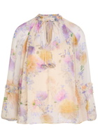 Zimmermann Luna Floral-print Georgette Blouse Cream
