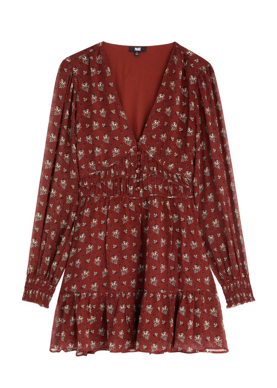 Paige Brasserie Floral-print Silk-georgette Mini Dress Red