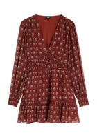 Paige Brasserie Floral-print Silk-georgette Mini Dress Red