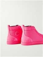Christian Louboutin - Louis Spiked Suede-Trimmed Mesh High-Top Sneakers - Pink