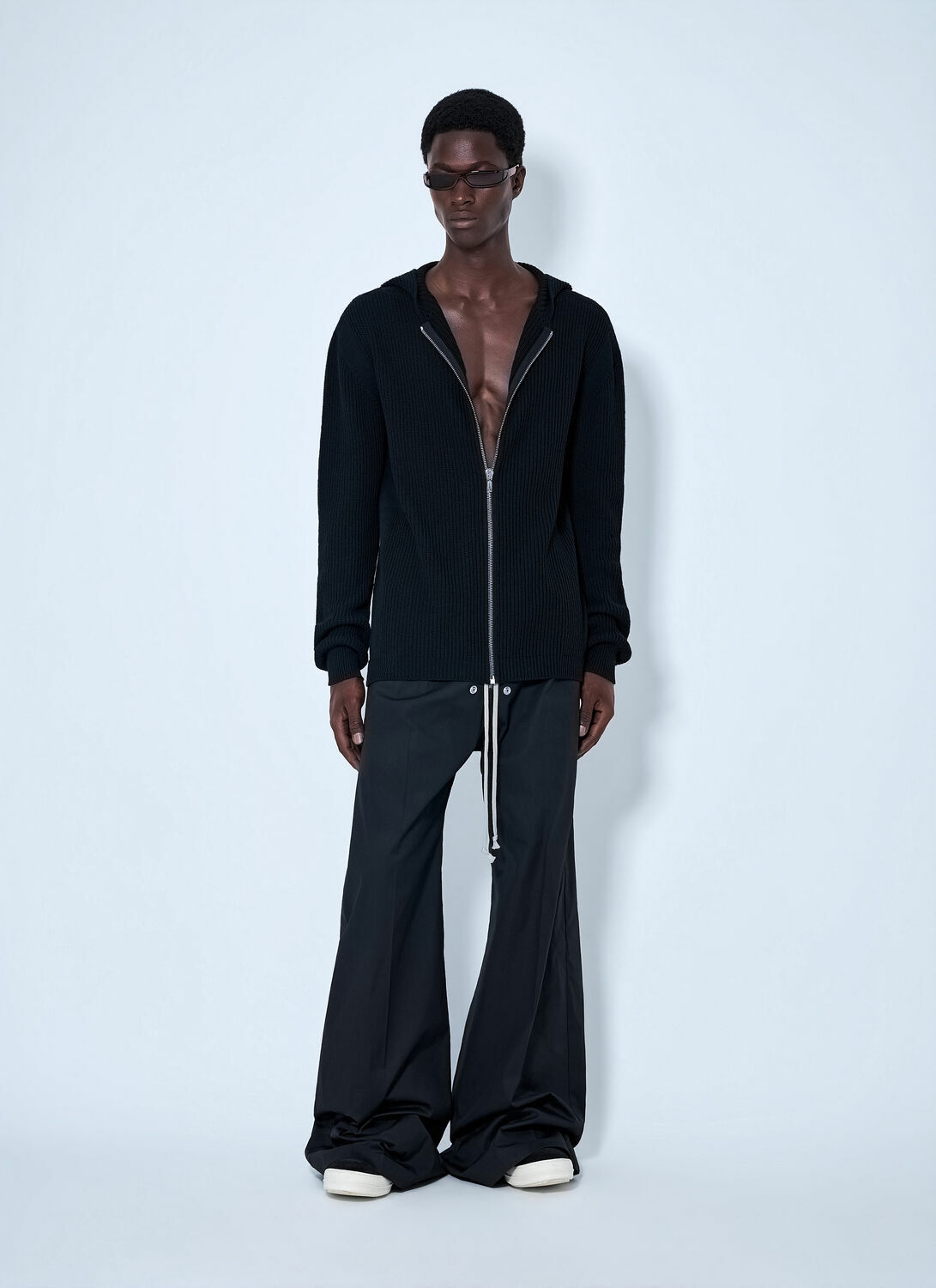 Rick Owens Ribbed Knit Zip Hoodie