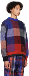 sacai Blue & Red Check Sweater