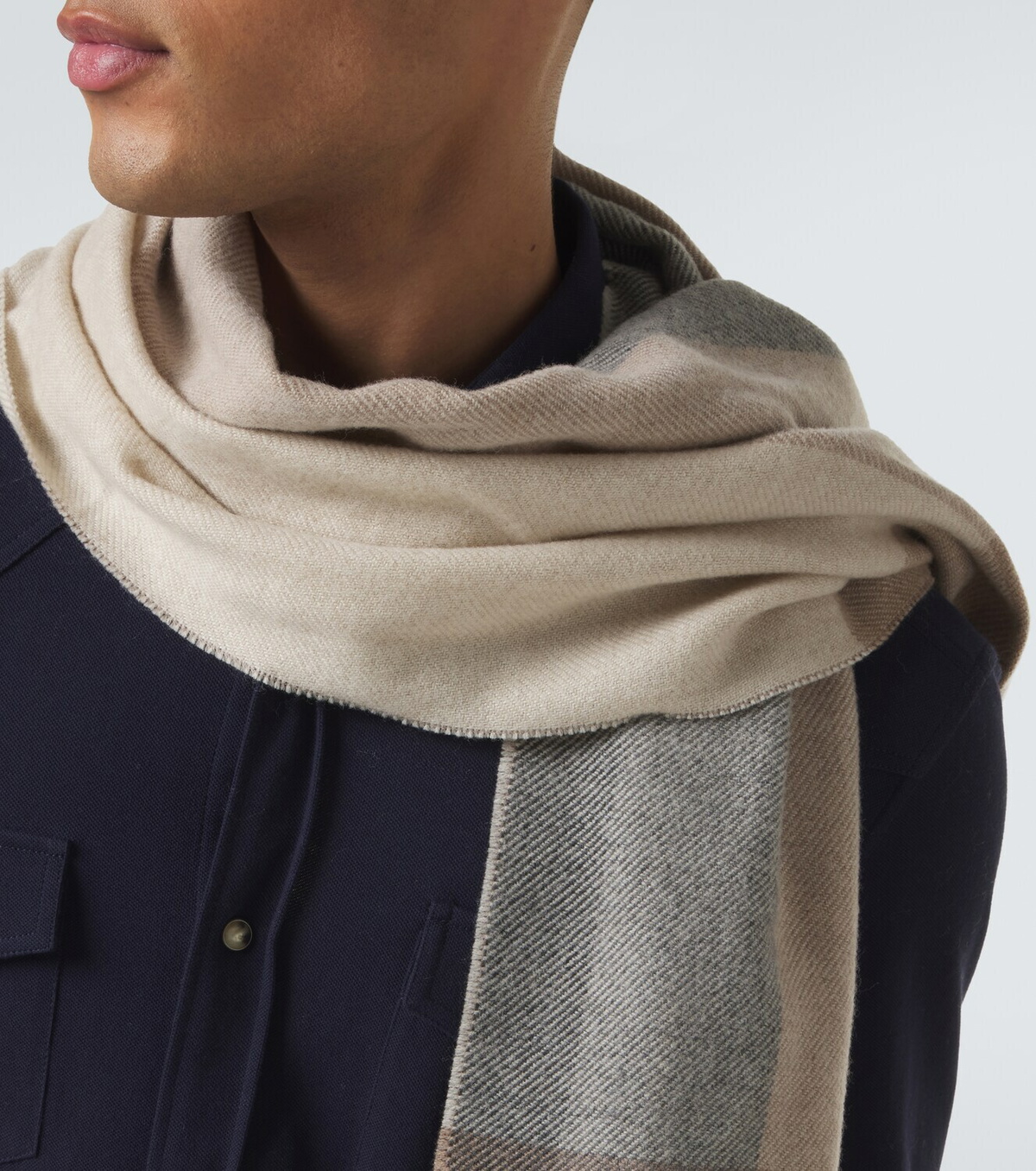 Brunello Cucinelli Checked wool and cashmere scarf
