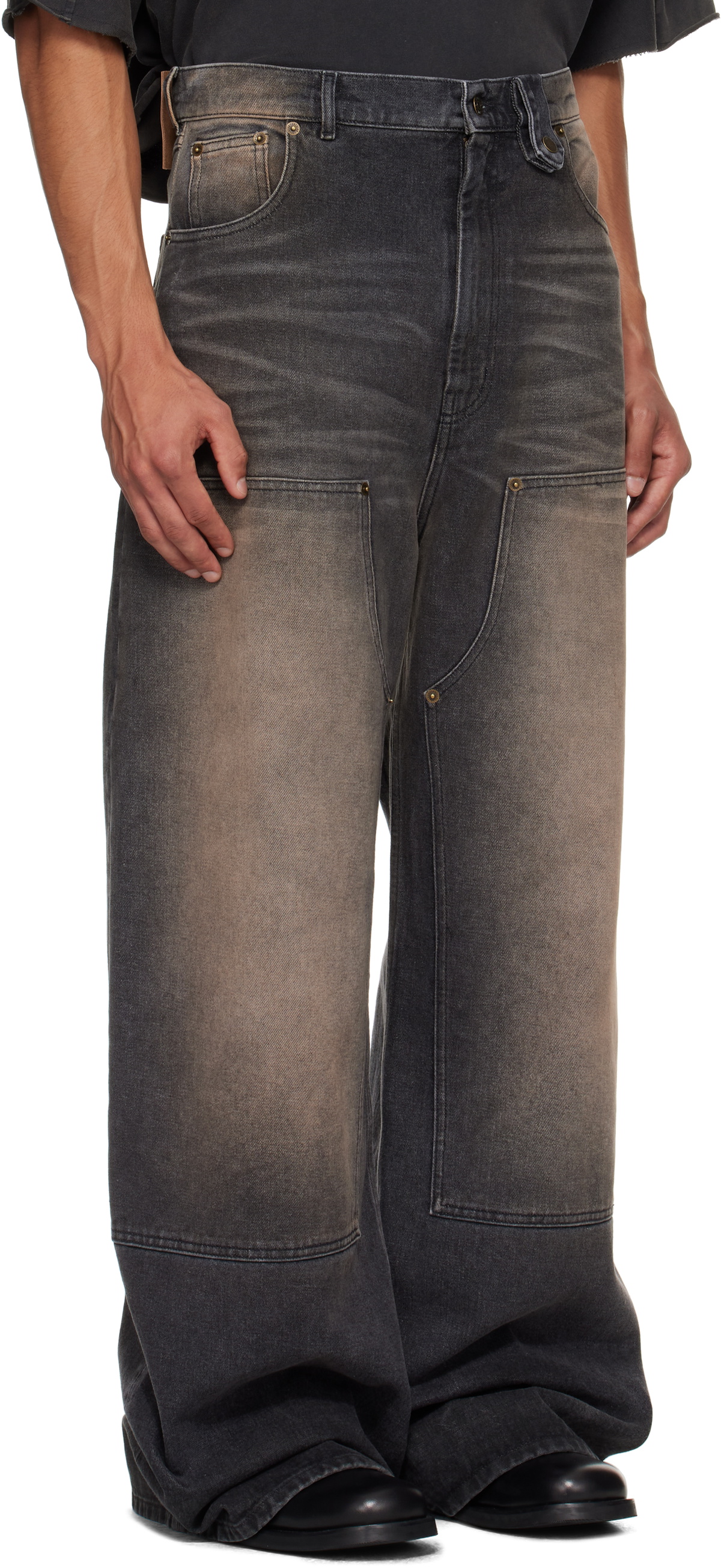 EGONlab Black & Brown Baggy Jeans