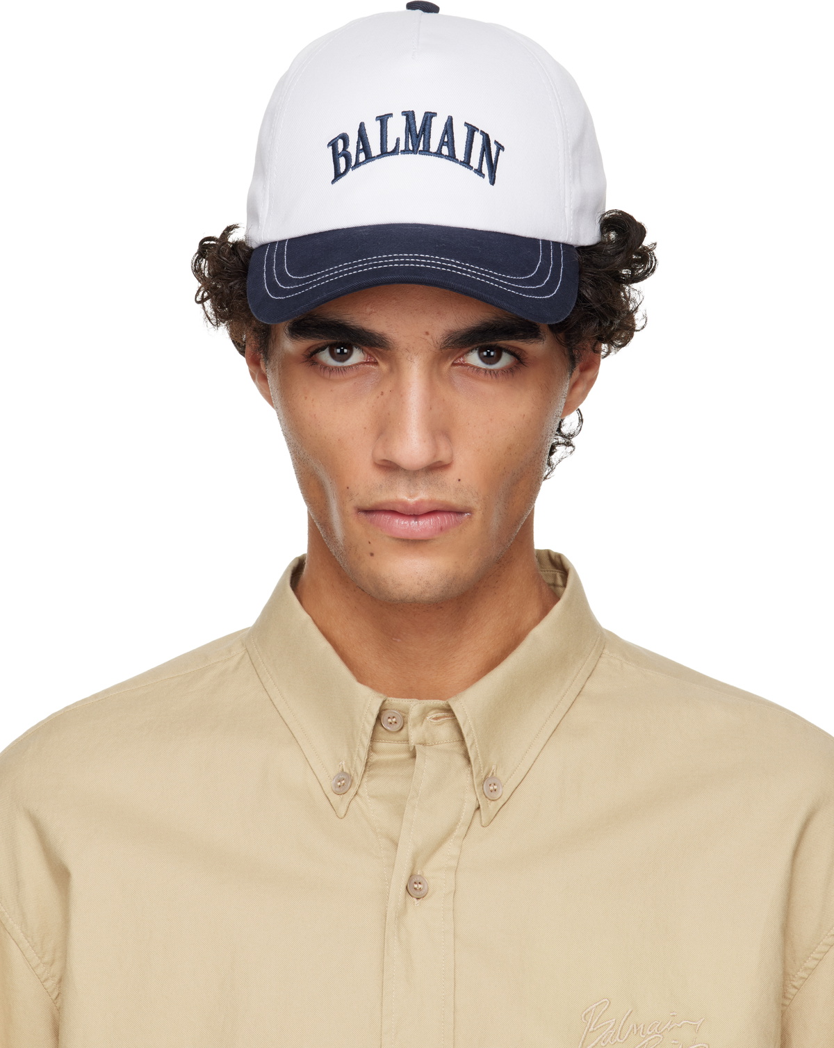 Balmain Black & Off-White Monogram Bucket Hat Balmain