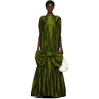 Simone Rocha Khaki Bow Hem Cascade Egg Maxi Dress