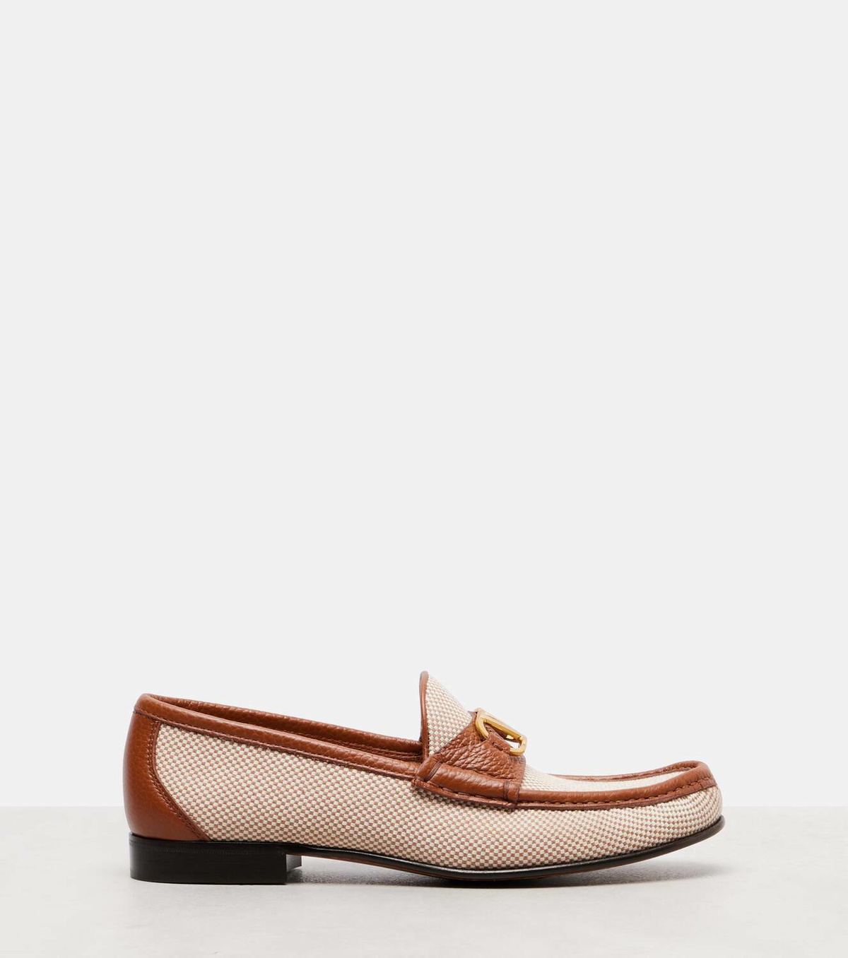 Valentino Garavani VLogo leather-trimmed canvas loafers