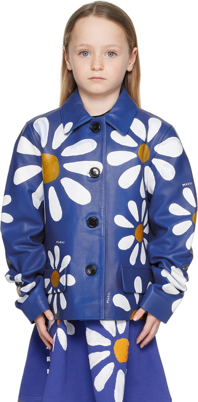 Photo: Marni Kids Blue Daisy Leather Jacket