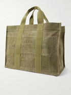 READYMADE - Logo-Print Webbing-Trimmed Waxed Cotton-Canvas Tote Bag