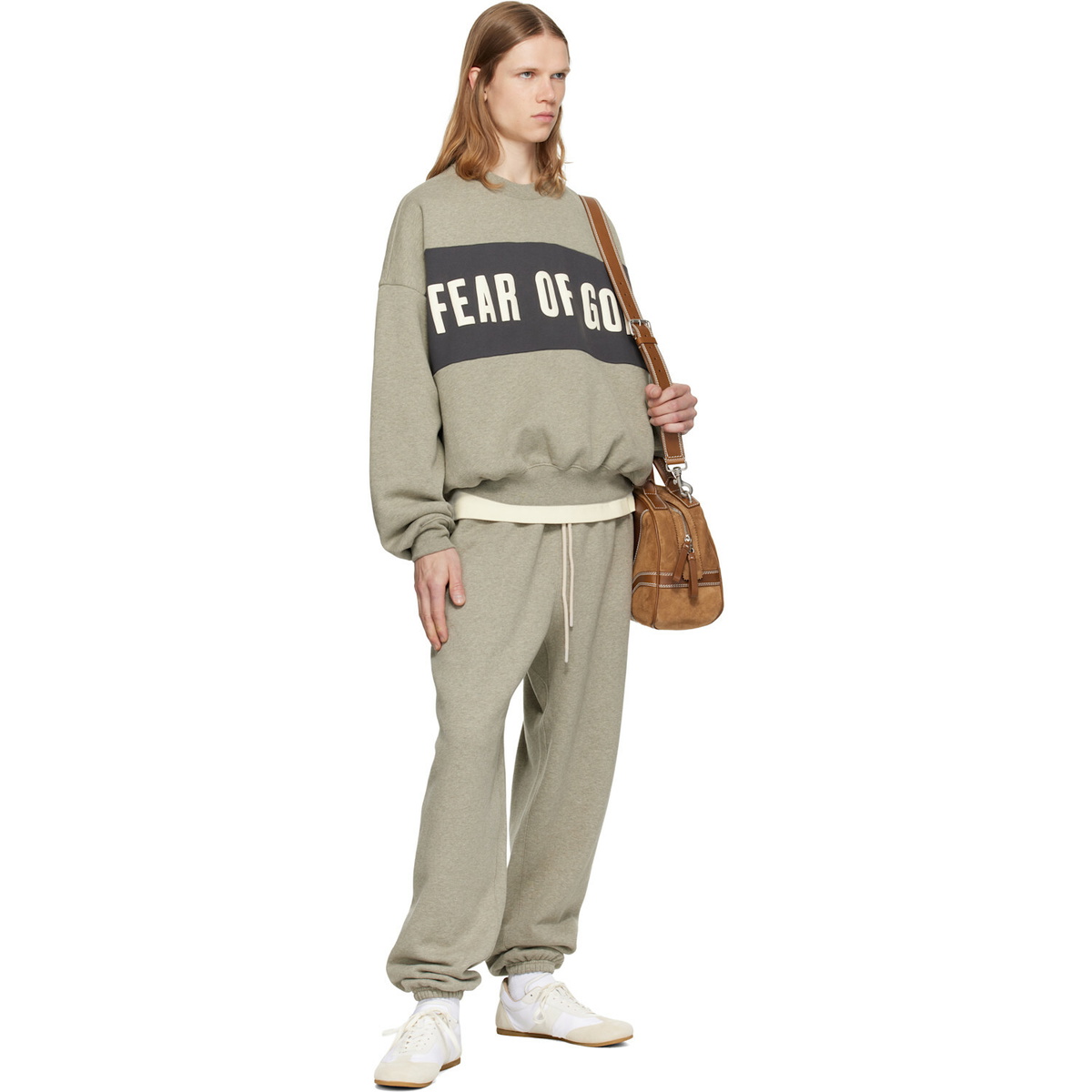 Fear of God ESSENTIALS Gray Cropped Relaxed Panelled Sweatshirt