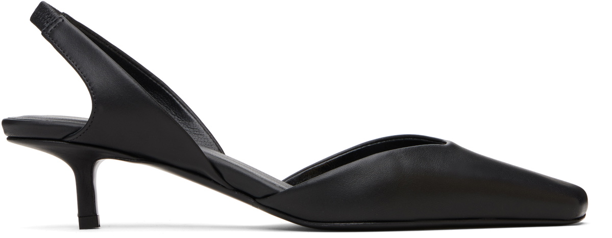 Loulou de Saison Black Akila LDS Leather Slingback Heels