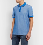 Hugo Boss - Waffle-Knit Cotton-Blend Polo Shirt - Blue