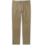Caruso - Beige Pleated Cotton-Twill Trousers - Green