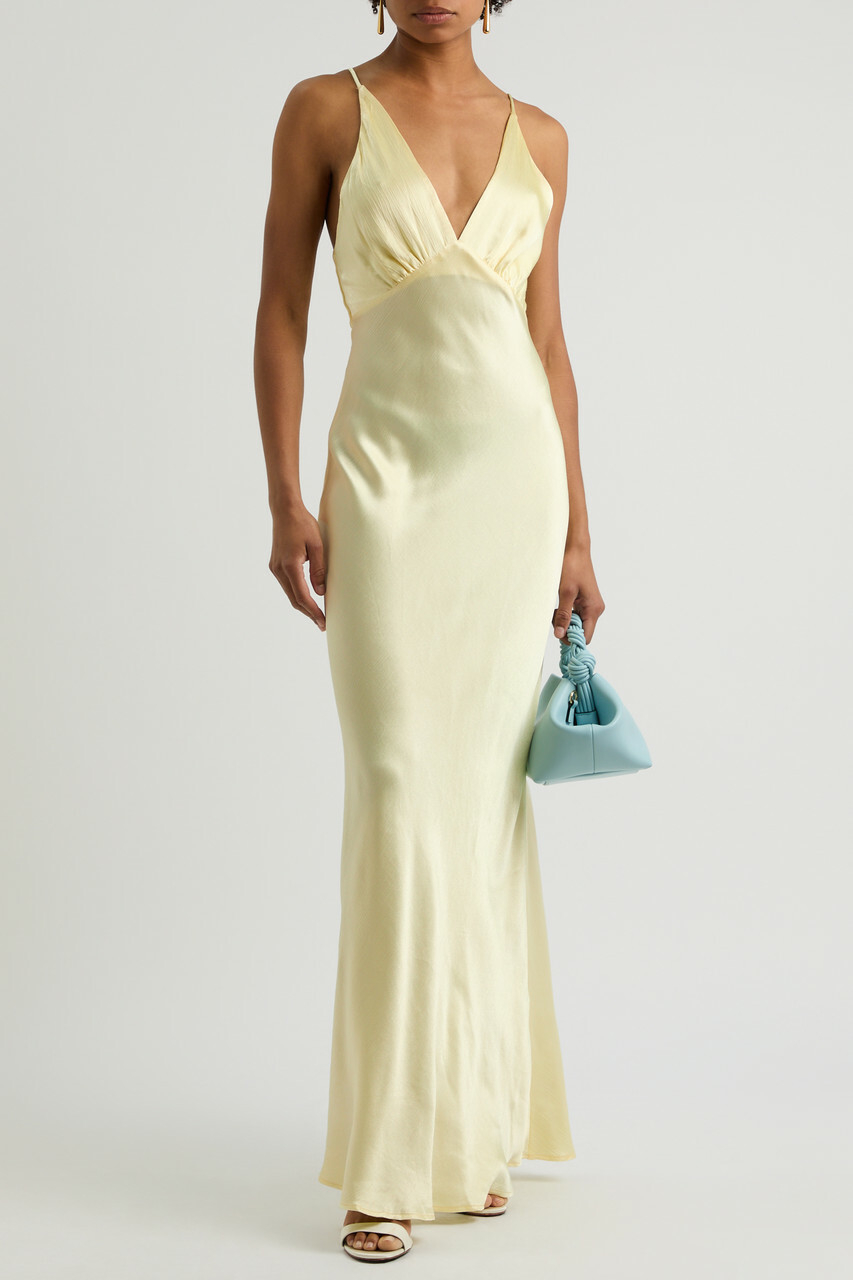 Bec & Bridge Moon Dance Satin Maxi Dress Yellow