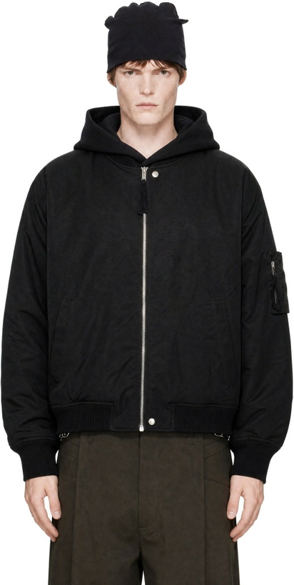 Photo: thom/krom Black 'M J 93' Bomber Jacket