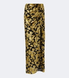 Balmain Embellished jacquard velvet maxi skirt