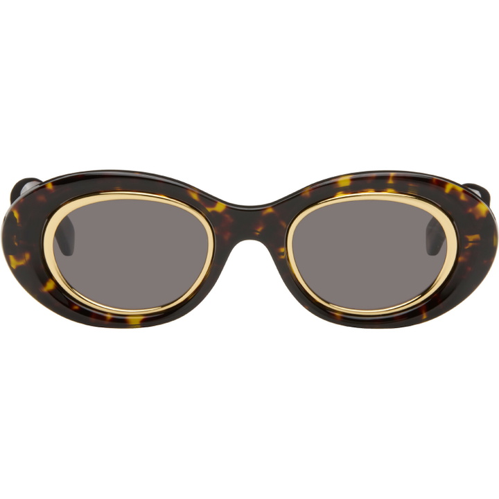 Photo: LOEWE Brown Mini Anagram Oval Sunglasses
