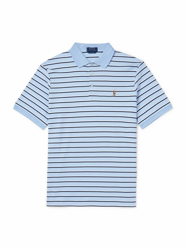 Photo: Polo Ralph Lauren - Logo-Embroidered Striped Cotton-Jersey Polo Shirt - Blue