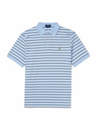Polo Ralph Lauren - Logo-Embroidered Striped Cotton-Jersey Polo Shirt - Blue