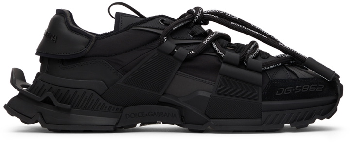 Photo: Dolce & Gabbana Black Mixed-Materials Space Sneakers
