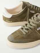 Golden Goose - Soul Star Leather-Trimmed Distressed Suede Sneakers - Green