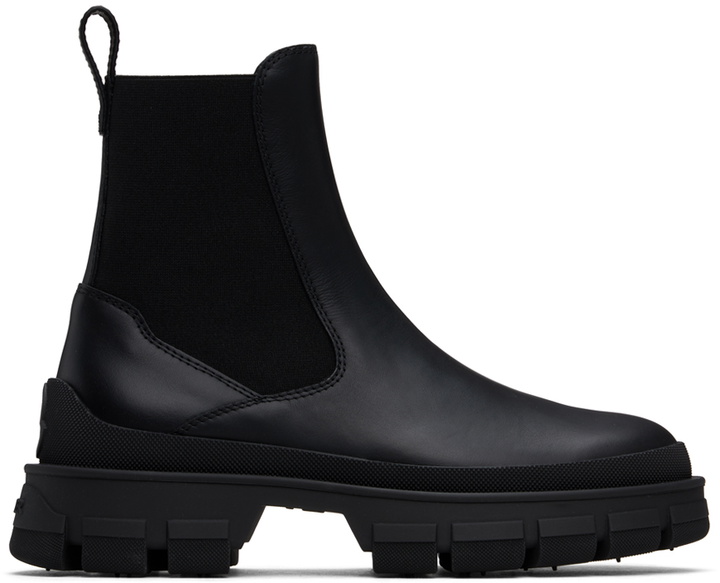 Photo: Moncler Black Hevea Chelsea Boots