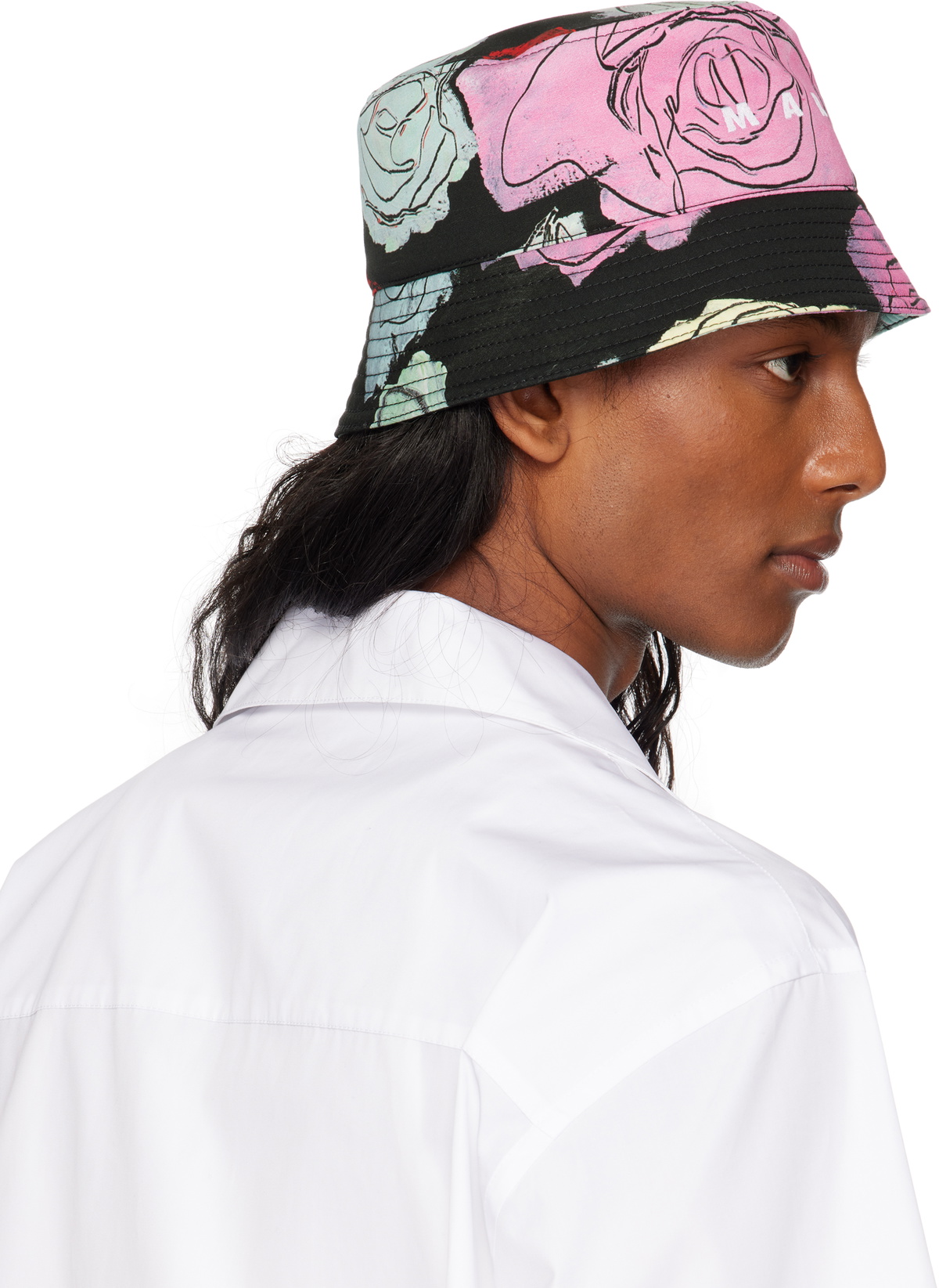 Marni Black Cotton Orion Print Bucket Hat Marni