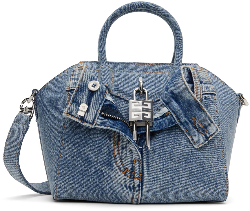 ハンドバッグ Givenchy Denim Mini Antigona Lock Handbag GIVENCHY_Blue Mini Antigona Lock Denim Bag | eBay