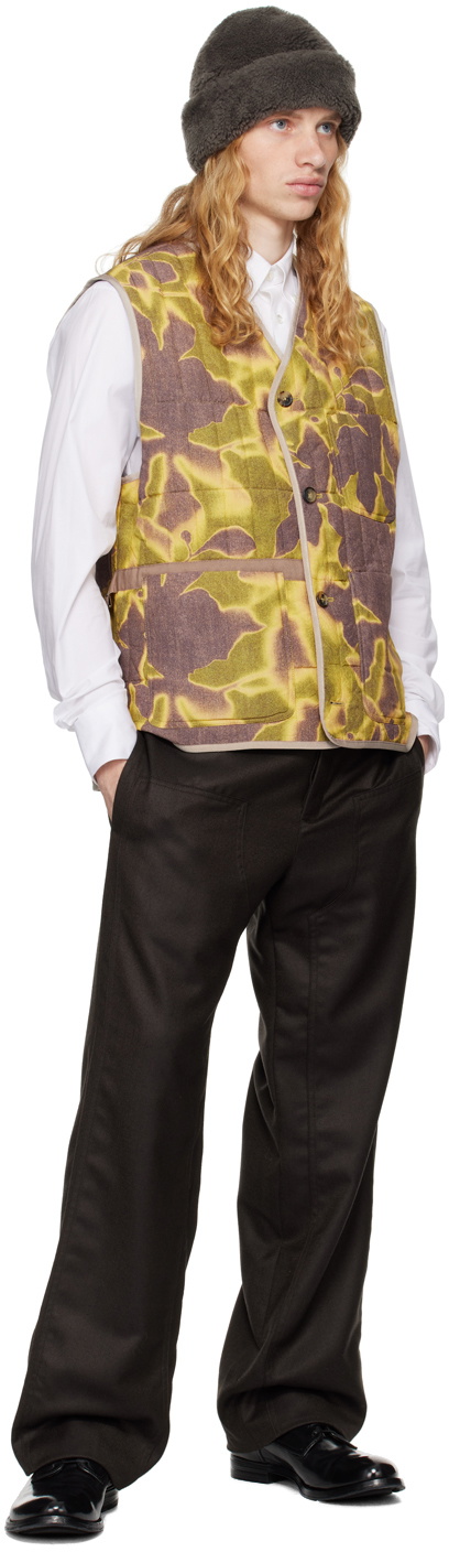Paul Smith Multicolor Photogram Leaves Print Quilted Vest