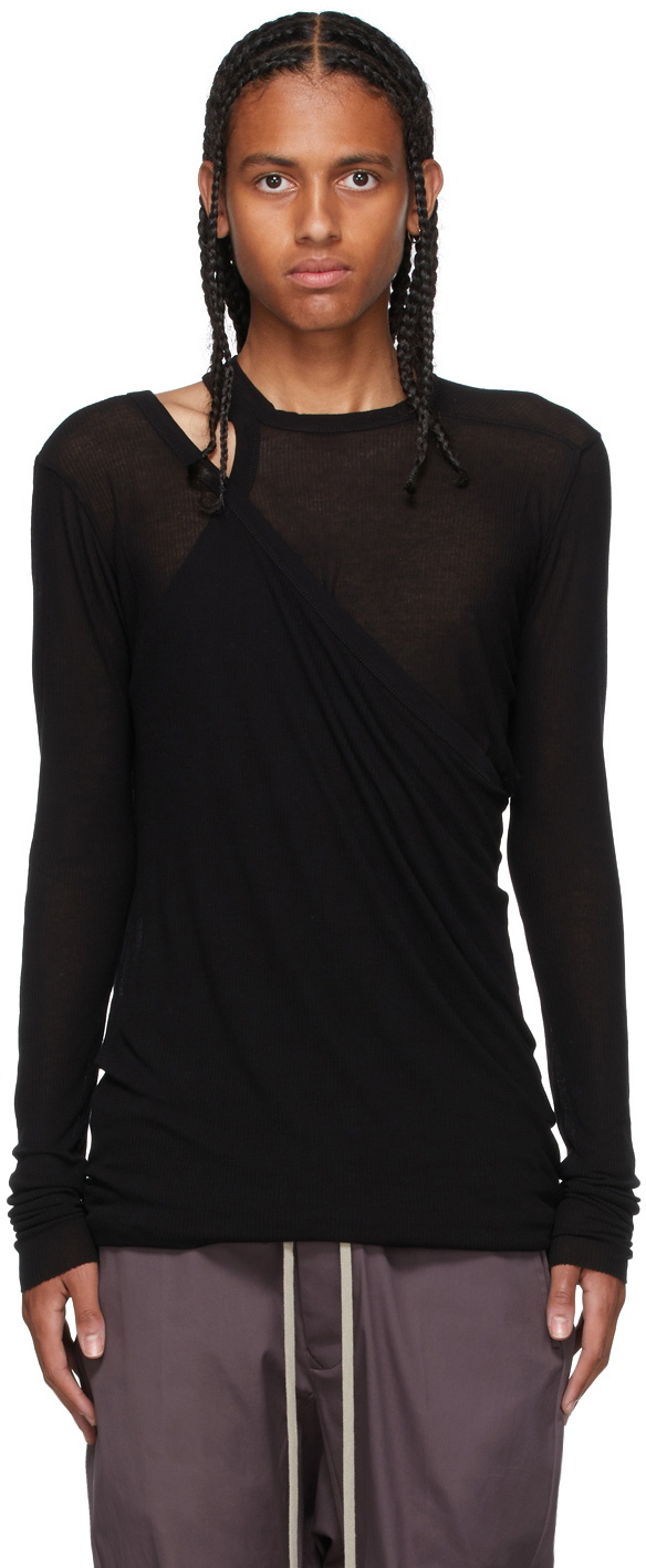 Mens Rick Owens black Double-Layered Long-Sleeved T-Shirt