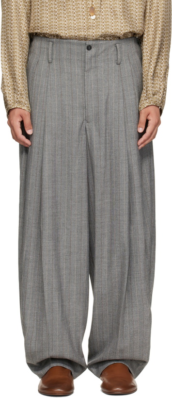 Photo: Hed Mayner Gray Striped Trousers