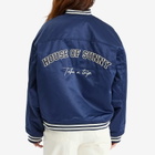 House Of Sunny Women's Satin Cult Bomber Jacket in True Navy