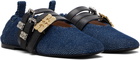 GANNI Navy Sue Triple Ballerina Flats