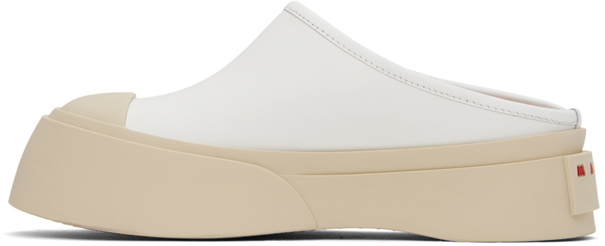 Marni White Leather Pablo Sabot Slippers