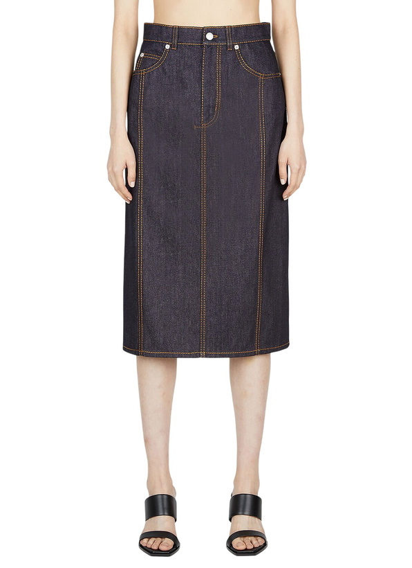 Photo: Alexander McQueen Contrast Stitching Denim Skirt