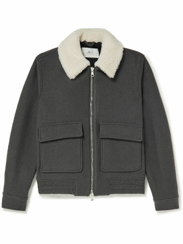Photo: Mr P. - Shearling-Trimmed Boiled Wool Blouson Jacket - Gray
