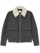 Mr P. - Shearling-Trimmed Boiled Wool Blouson Jacket - Gray